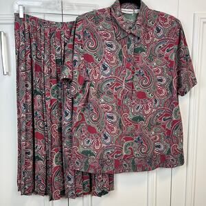 VTG Alfred Dunner Vintage Paisley Skirt Set
